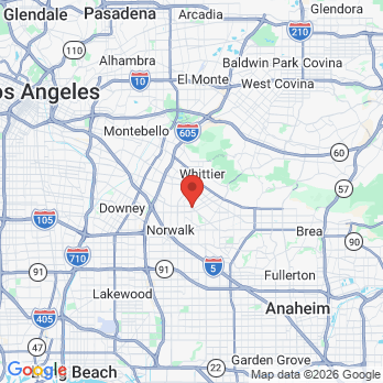 Map to ProArts Dental Group office in Whittier, CA