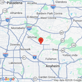 Map to Dr. Brian Novak DMD - Family Dentistry office in Whittier, CA