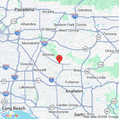 Map to Dr. Brian Novak DMD - Family Dentistry office in Whittier, CA