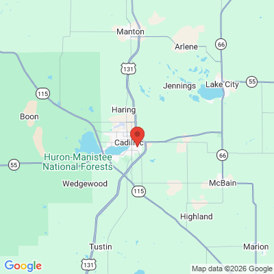 Map to  office in Cadillac, MI