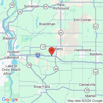 Map to Popup Smiles Roberts WI  office in Roberts, WI
