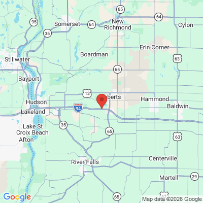 Map to Popup Smiles Roberts WI  office in Roberts, WI
