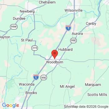 Map to Mid Valley Family Dental office in Woodburn, OR