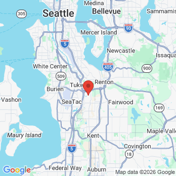 Map to Pacific Northwest Periodontics: Dr. Rapoport, Dr Song and Dr. Di Gianfilippo office in Tukwila, WA