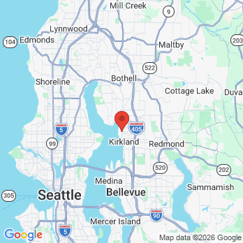 Map to Kirkland Family Dentistry office in Kirkland, WA