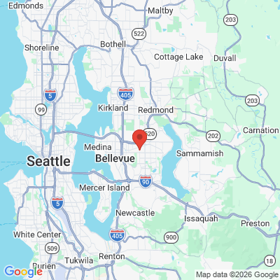 Map to Bellevue Dentistry office in Bellevue, WA