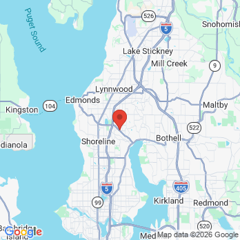 Map to Lyons Creek Dental Care office in Shoreline, WA