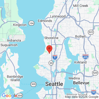 Map to Aurora Dental Care office in Seattle, WA