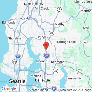 Map to Kirkland Endodontics  office in Kirkland, WA