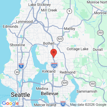 Map to Evergreen Pediatric Dentistry office in Kirkland, WA