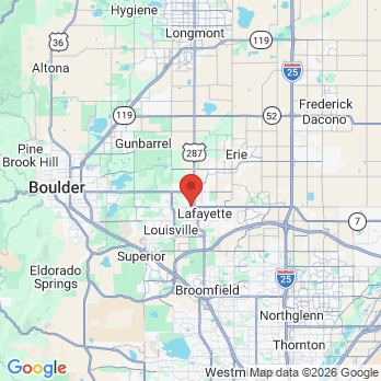 Map to Indian Peaks Dental office in Lafayette, CO