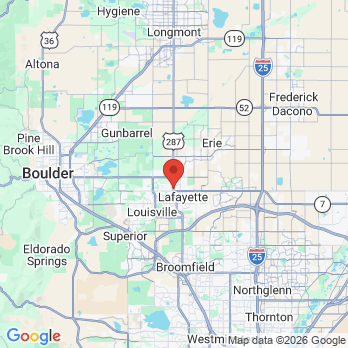 Map to Lafayette Dental Excellence office in Lafayette, CO