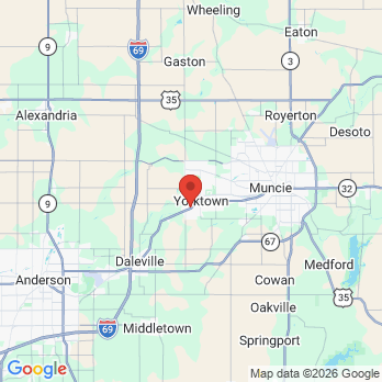 Map to Yorktown Family Dentistry office in Yorktown, IN
