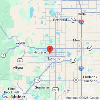 Map to Mountain View Dental office in Longmont, CO