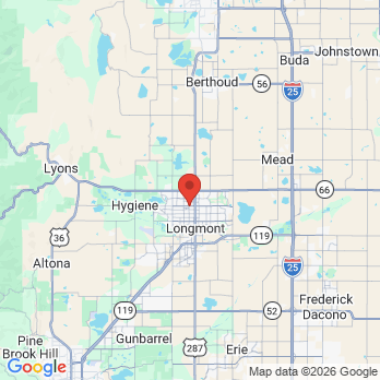 Map to Topham Dental office in Longmont, CO