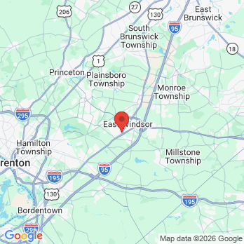 Map to East Windsor Dental Arts office in East Windsor, NJ