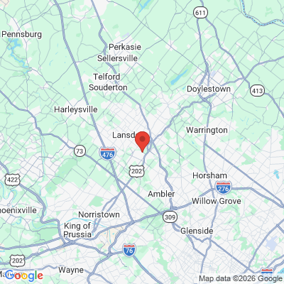 Map to  office in Bucks Mont Dental