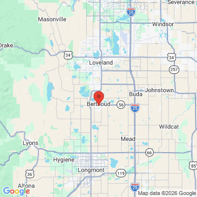 Map to Berthoud Dental Care office in Berthoud, CO