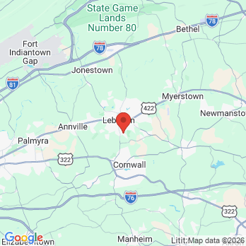 Map to Brighter Smiles Family Dental  office in Lebanon, PA