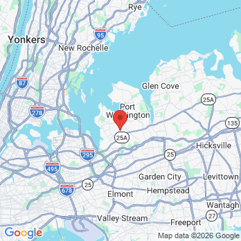 Map to North Shore Long Island Periodontics and Dental Implants Center office in Great Neck, NY