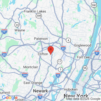 Map to Broadway Family Dental office in Passaic, NJ