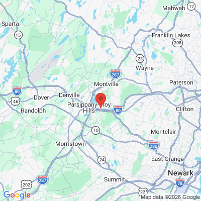 Map to Rauchberg Dental Group office in Parsippany Troy Hills, NJ