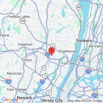Map to Advanced Family Dental Care, LLC office in Hackensack, NJ
