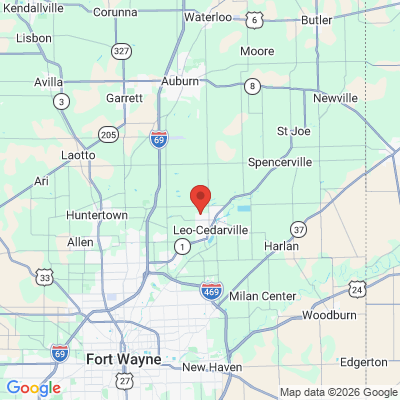 Map to  office in Leo, IN