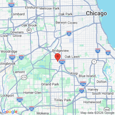 Map to  office in Palos Hills, IL
