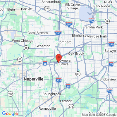 Map to Jackson Family Dentistry office in Downers Grove, IL