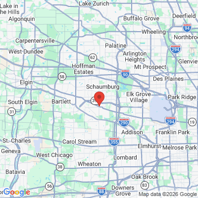 Map to  office in Roselle, IL