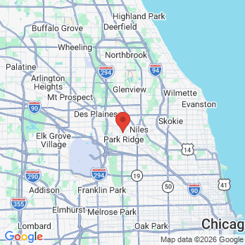 Map to Park Ridge Smile Center: Susan T. Thomas, DDS office in Park Ridge, IL