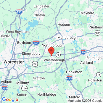 Map to Park Street Dental office in Westborough, MA