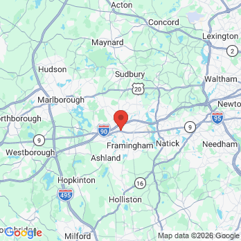 Map to MOVA Dental of Framingham office in Framingham, MA
