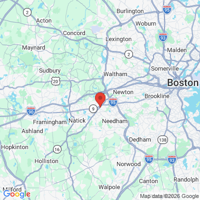 Map to Stacy Temple DMD, PLLC office in Wellesley, MA