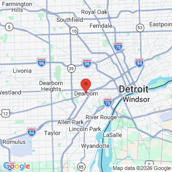Map to Oakwood Dental PLLC office in Dearborn, MI