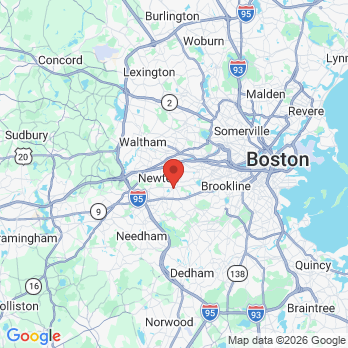 Map to Newton Dental Associates office in Newton, MA
