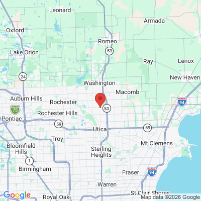 Map to Extra Dental of Shelby Township office in Shelby Township, MI