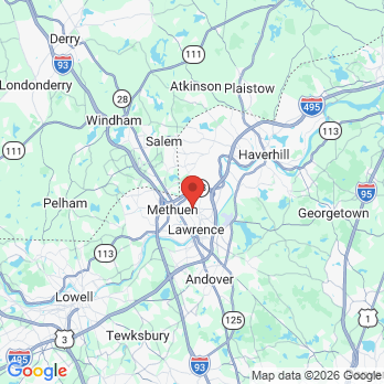 Map to Happy Hoppers Dental Methuen office in Methuen, MA