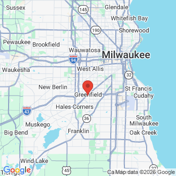 Map to Cigno Family Dental office in Greenfield, WI