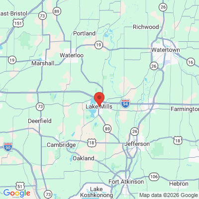 Map to  office in Lake Mills Family Dental