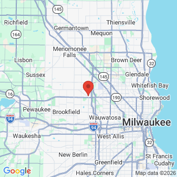 Map to Harris Family Dental office in Brookfield, WI