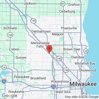 Map to The DENTL Lounge office in Menomonee Falls, WI