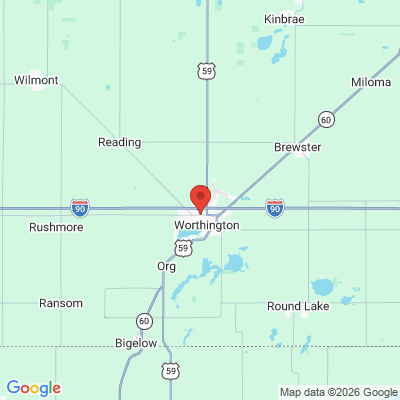Map to  office in Worthington, MN