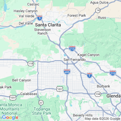 Map for Granada Hills, CA