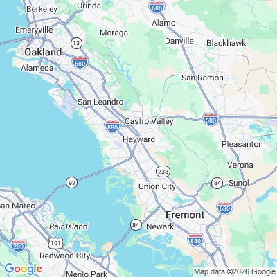 Map for Hayward, CA