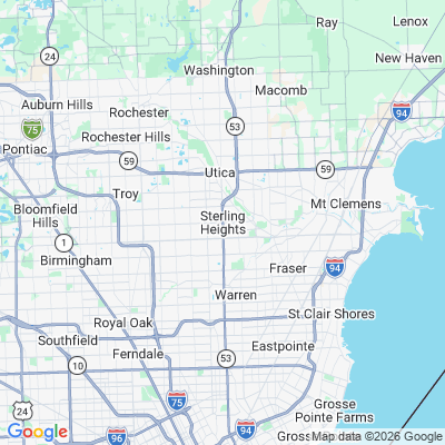 Map for Sterling Heights, MI