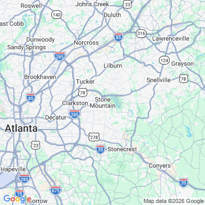 Map for Stone Mountain, GA