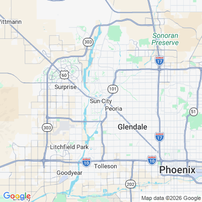 Map for Sun City, AZ